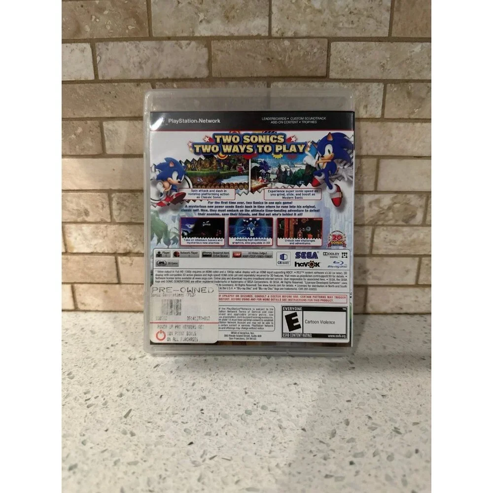 Sony PlayStation 3 Ps3‎ - Sonic Generations - Complete w/ Manual - Video Game